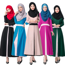 Venda quente mulheres islâmicas vestido de moda cor correspondente dubai abaya vestido muçulmano